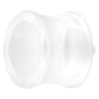 Klarer Double Flared Acryl Tunnel Transparenter doppelter Flared Tunnel aus Acryl auf weißem Hintergrund