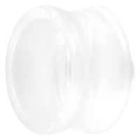 Klarer Double Flared Tunnel aus Acryl Transparenter Acryl-Tunnel mit doppelt ausgestelltem Rand auf weißem Hintergrund