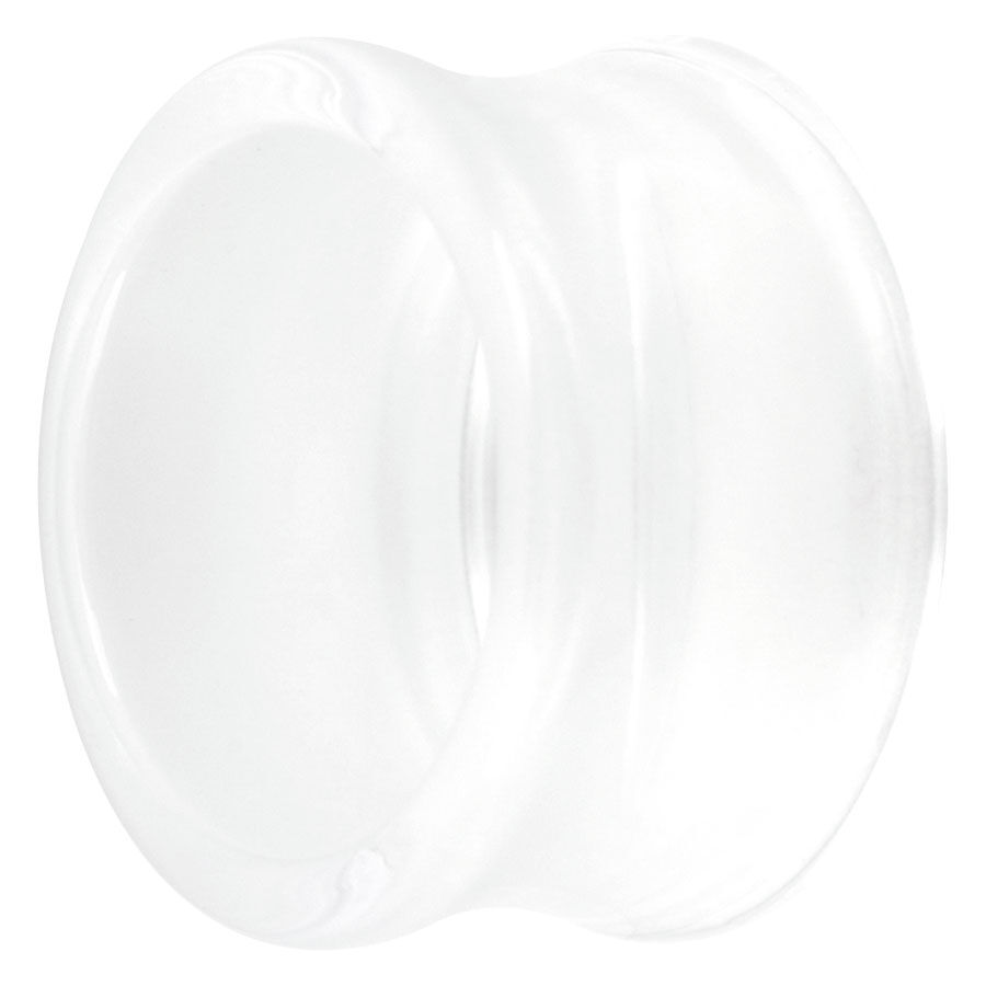 Klarer Double Flared Tunnel aus Acryl Transparenter Acryl-Tunnel mit doppelt ausgestelltem Rand auf weißem Hintergrund