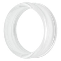 Klarer Double Flared Tunnel aus Acryl Klarer Acryl-Tunnel, Double Flared, auf weißem Hintergrund