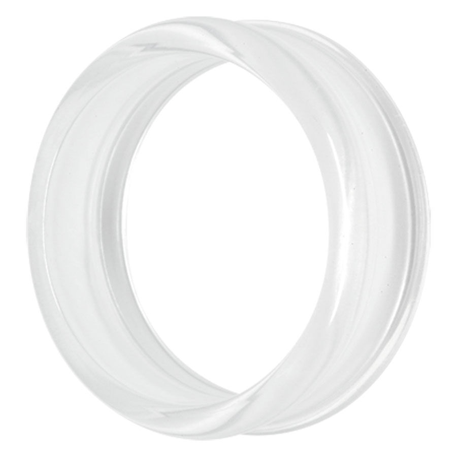Klarer Double Flared Tunnel aus Acryl Klarer Acryl-Tunnel, Double Flared, auf weißem Hintergrund