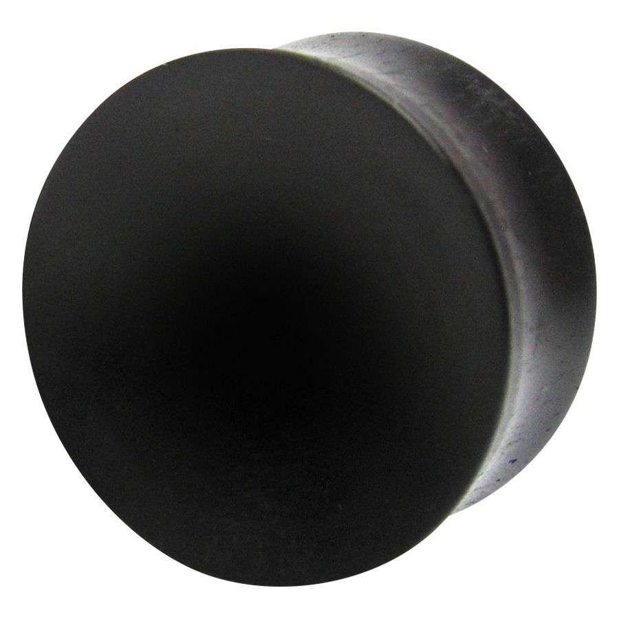 Schwarzer Ebenholz Plug, konkav, 14-20mm Konkaver schwarzer Ebenholz Plug auf weißem Hintergrund