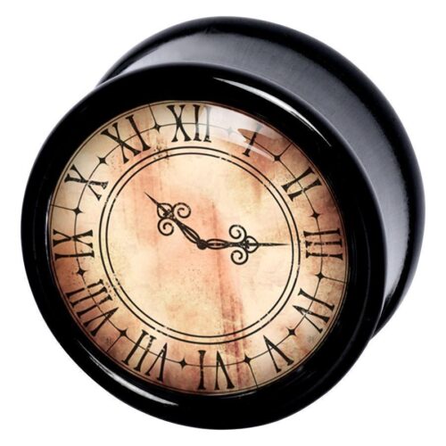 Schwarzer Plug mit antikem Uhr-Design und römischen Ziffern