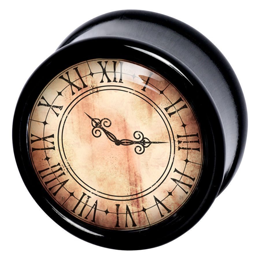 Schwarzer Plug mit antikem Uhr-Design und römischen Ziffern