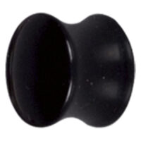 Schwarzer Acryl Plug für das Ohr Schwarzer Acryl Plug mit gewölbtem Design auf weißem Hintergrund