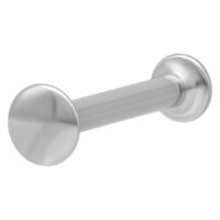 Mini Base mit Scheibe für Triple Piercing Silbernes Titan Labret mit Innengewinde auf weißem Hintergrund