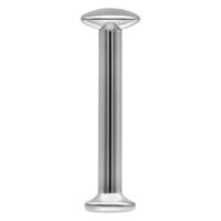 Silberner Titan Labret mit Innengewinde Silberner Titan Labret mit flacher Scheibe auf weißem Hintergrund