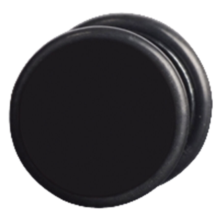 Schwarzer Fake Plug aus Chirurgenstahl Schwarzer Ohrstecker im Plug-Design aus Chirurgenstahl auf weißem Hintergrund