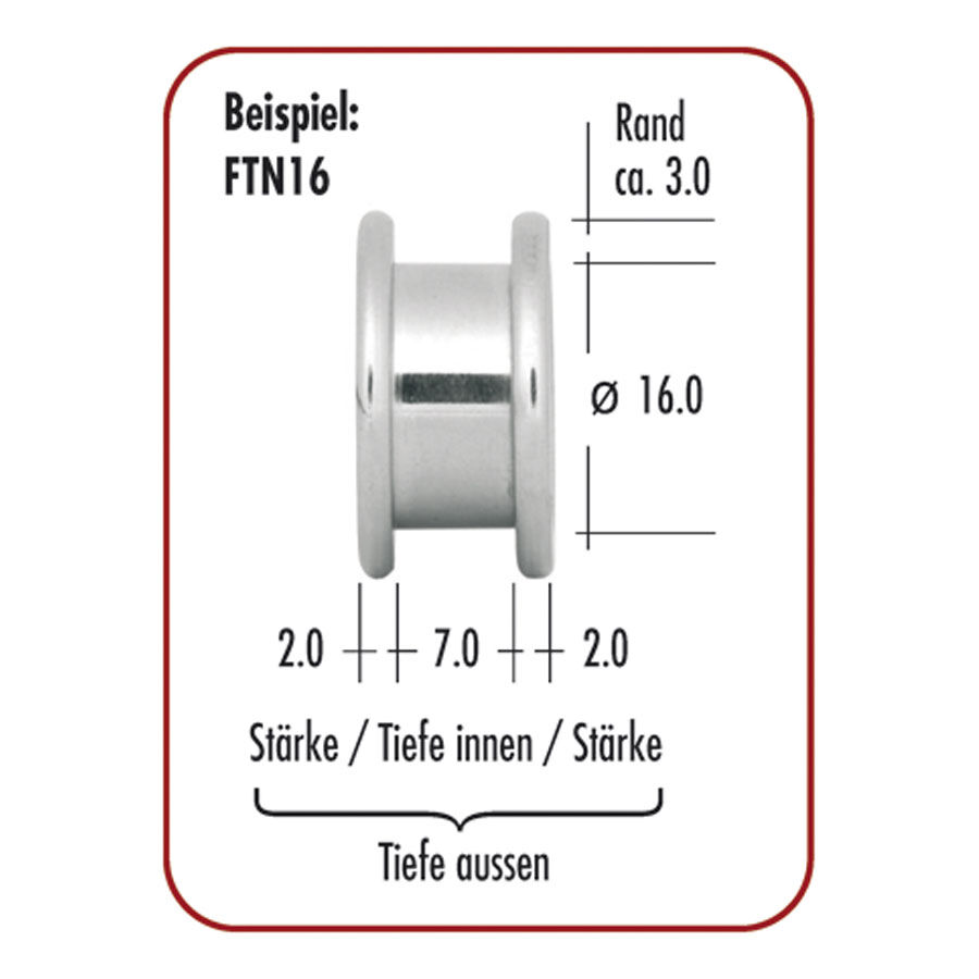 Silberner Flesh Tunnel aus Chirurgenstahl Silberner Flesh Tunnel aus Chirurgenstahl 316L mit Außengewinde, Ø 16,0 mm
