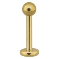 Goldener Edelstahl-Labret mit Kugel auf weißem Hintergrund