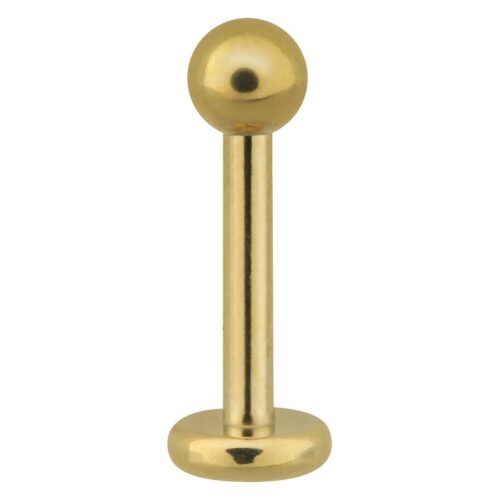 Goldener Edelstahl-Labret mit Kugel auf weißem Hintergrund