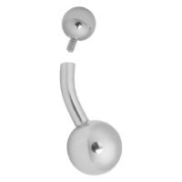 Silbernes Bauchnabelpiercing mit zwei Kugeln und geschwungenem Stab