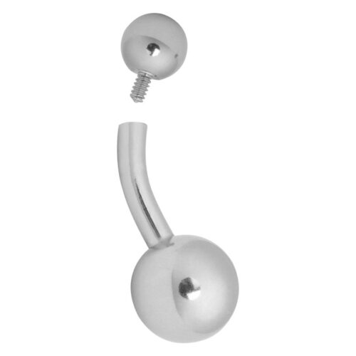 Silbernes Bauchnabelpiercing mit zwei Kugeln und geschwungenem Stab