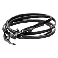Schwarzes Lederarmband mit Anker aus Chirurgenstahl auf weißem Hintergrund