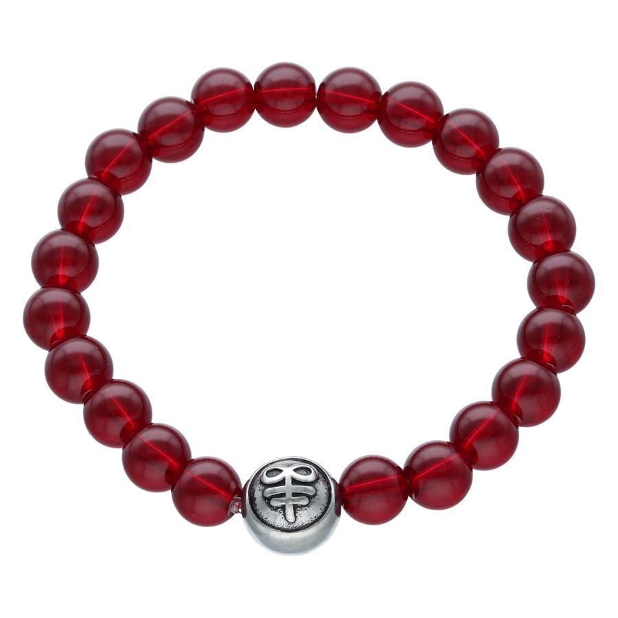 Bloody Leviathan Knot Armband rot Rotes Bloody Leviathan Knot Armband aus Kunstleder auf weißem Hintergrund