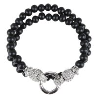 Schwarzes und silbernes Armband aus Holz und Chirurgenstahl 316L