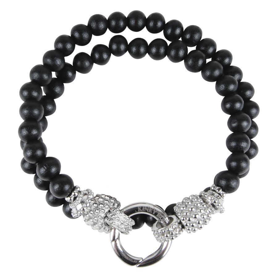 Little Kurt Armband Silber Edition Schwarzes und silbernes Armband aus Holz und Chirurgenstahl 316L