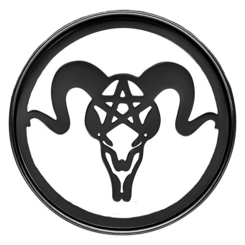 Schwarzer Pentagram Bull Tunnel, Chirurgenstahl, Größe 16,0 mm, auf weißem Hintergrund