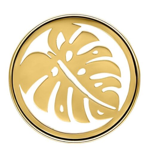 Goldener Tunnel mit Monstera-Motiv, Größe 16.0 mm, glänzend