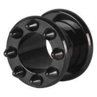 Schwarzer Steel Blackline® Cone Tunnel Schwarzer Cone Tunnel aus Chirurgenstahl mit Außengewinde auf weißem Hintergrund