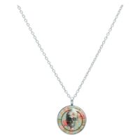 Kette mit Totenkopf-Anhänger und Rosenmotiv, mintfarbener Hintergrund