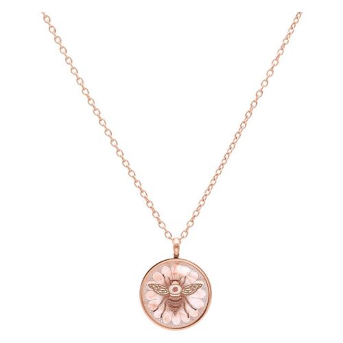 Roségoldene Vintage Bienenkette mit Anhänger auf weißem Hintergrund