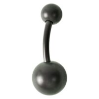 Graphitfarbenes Titan-Bauchnabelpiercing Graphitfarbenes Bananabell aus Titan mit klaren Kristallen auf weißem Hintergrund