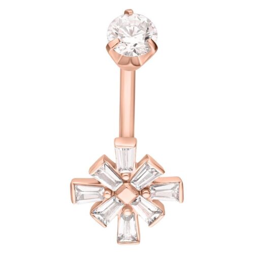 Bauchnabelpiercing aus Roségold mit klaren Kristallen, 8 mm Länge