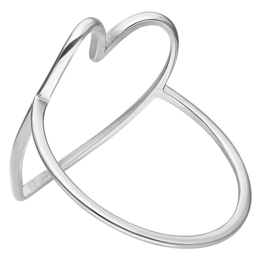 Eleganter Herzring aus Chirurgenstahl Silberner Herzring aus Chirurgenstahl auf weißem Hintergrund