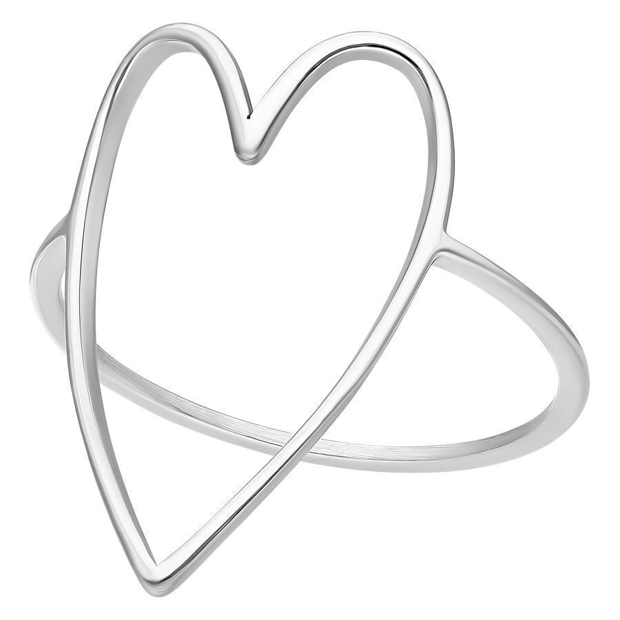 Silberner Herzring 17,0 mm aus Metall Silberfarbener Herzring aus Metall mit 17,0 mm Größe auf weißem Hintergrund