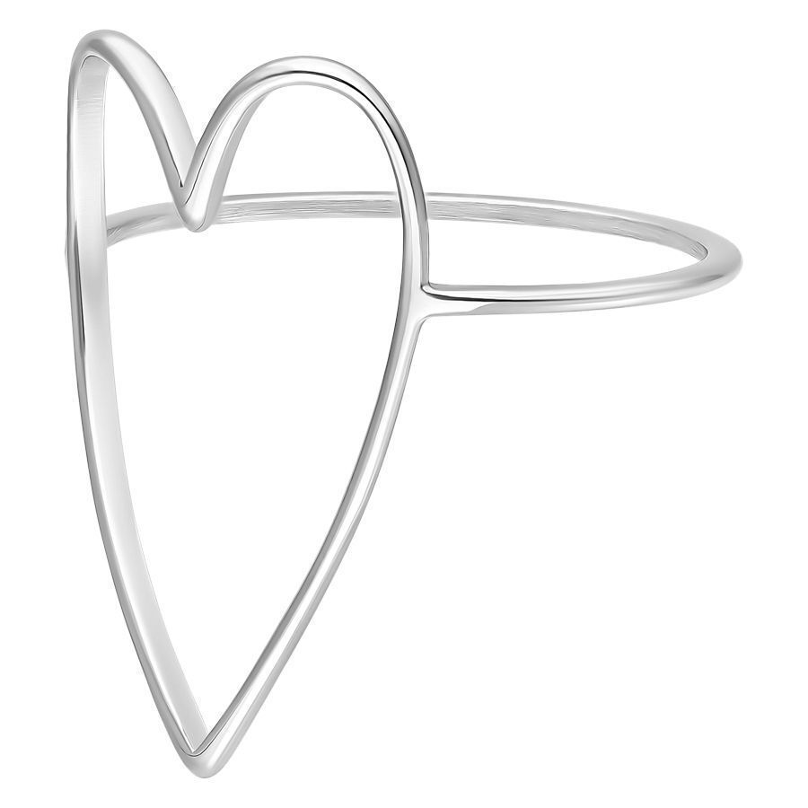 Silberner Herzring 17,0 mm aus Edelstahl Filigraner Herzring aus silberfarbenem Edelstahl auf weißem Hintergrund