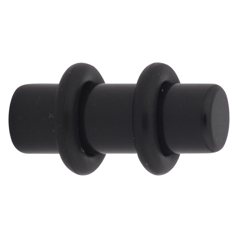 Schwarzer PMMA Plug für Ohrpiercings Schwarzer PMMA Plug mit glatter Oberfläche auf weißem Hintergrund