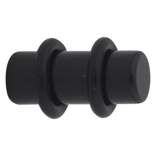 Schwarzer PMMA Plug mit glatter Oberfläche auf weißem Hintergrund