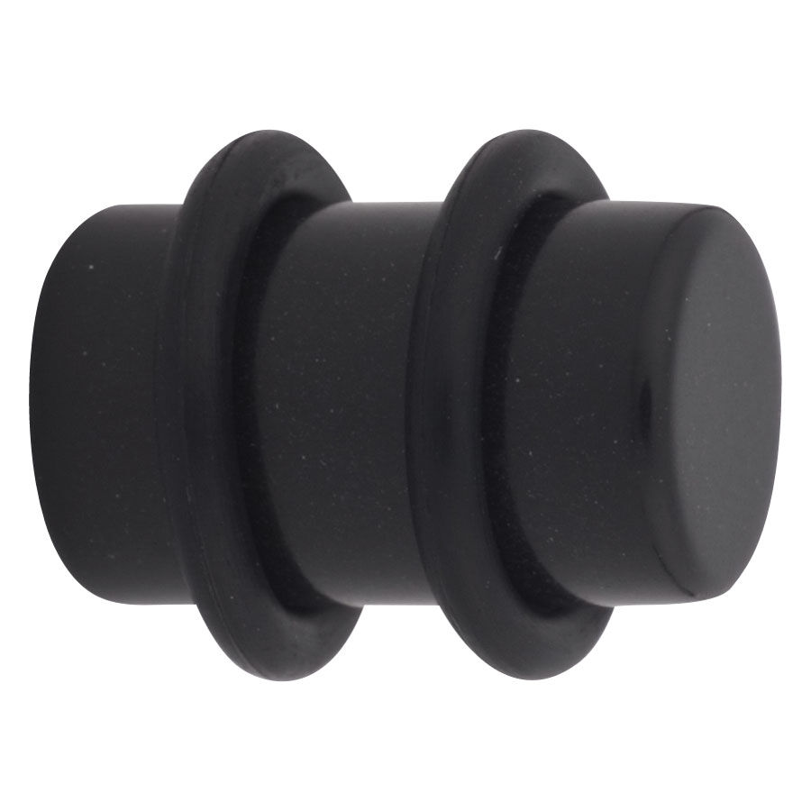 Schwarzer PMMA Darkside Plug von Wildcat Schwarzer Plug aus PMMA mit doppeltem Rand auf weißem Hintergrund