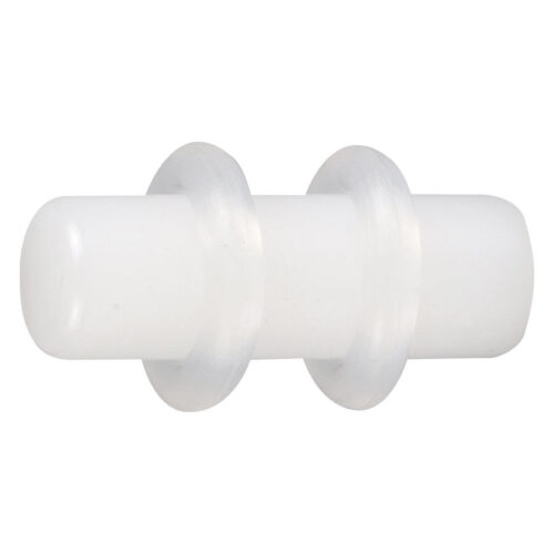 Weißer PMMA Plug mit glatter Oberfläche auf weißem Hintergrund