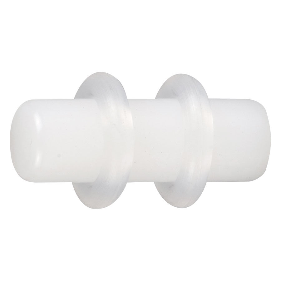 Weißer PMMA Plug mit glatter Oberfläche auf weißem Hintergrund