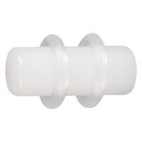 Weißer PMMA Plug mit glatter Oberfläche auf neutralem Hintergrund