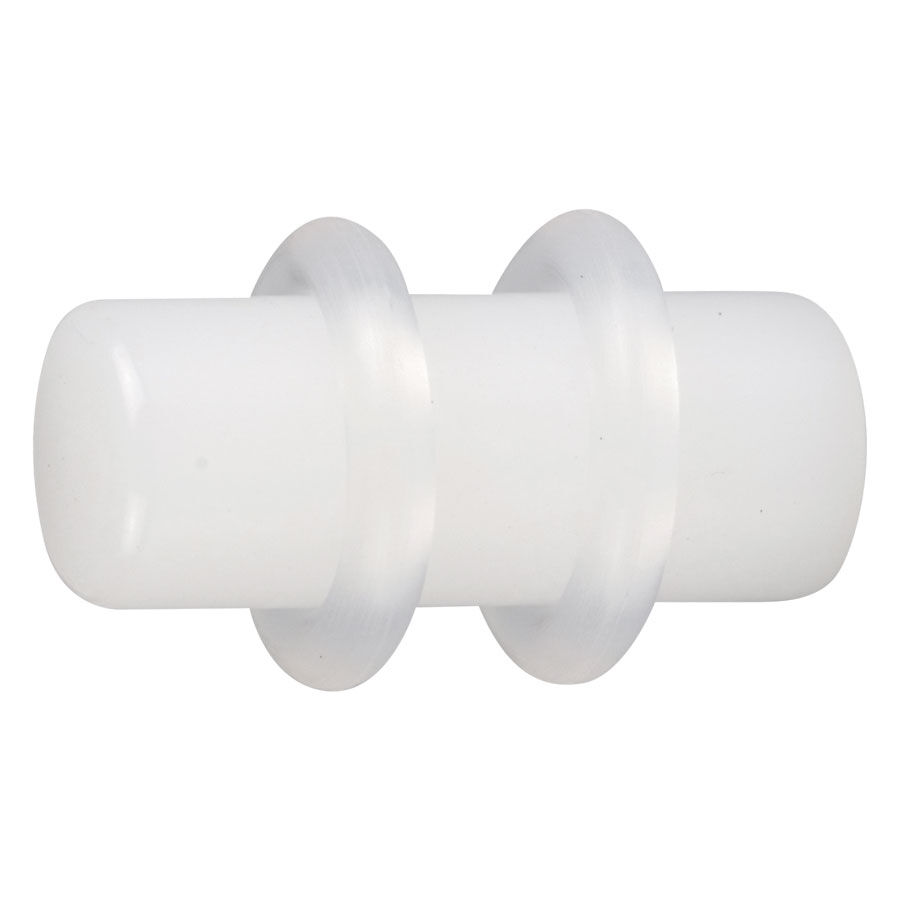 Weißer PMMA Plug mit glatter Oberfläche auf neutralem Hintergrund
