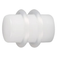 Weißer PMMA Plug mit glatter Oberfläche auf weißem Hintergrund