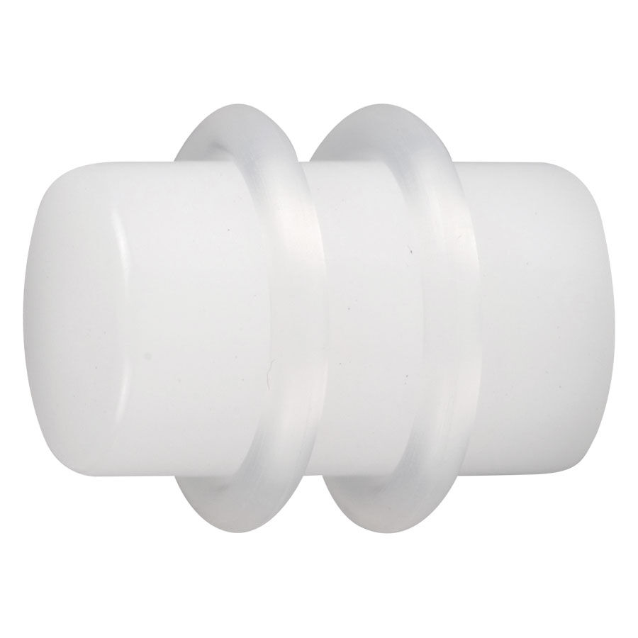 Weißer PMMA Plug mit glatter Oberfläche auf weißem Hintergrund