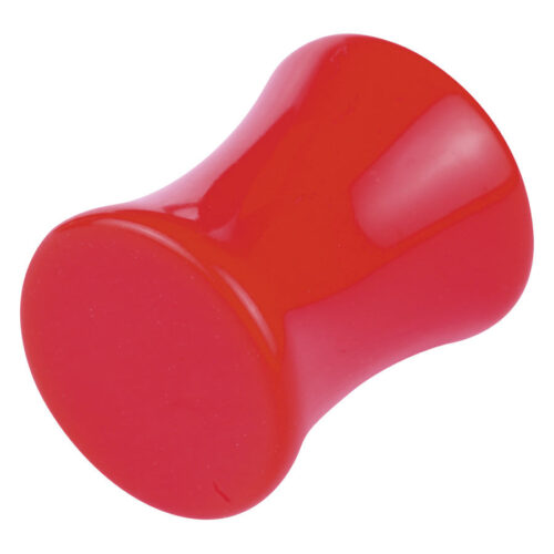 Roter Neon Double Flared Plug aus Acryl, Größe 12,0 mm, auf weißem Hintergrund