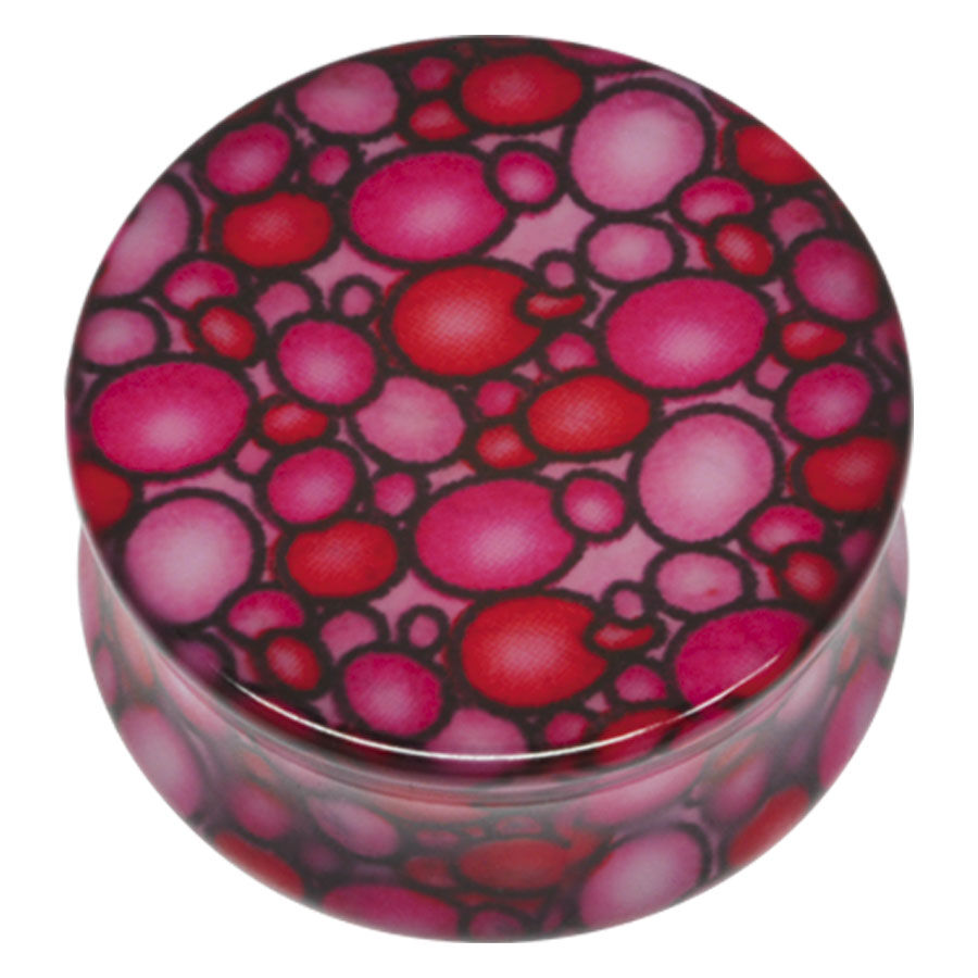 Roter Bubbles Plug aus PMMA, 10mm Roter Bubbles Plug aus PMMA, 10 mm, auf schlichtem Hintergrund