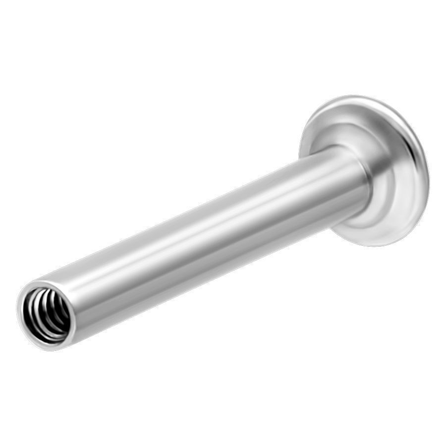 Mini Titan Stem für Triple Piercing in Silber Silberner Mini Titan Stab mit Innengewinde auf weißem Hintergrund