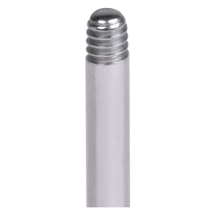Silbernes Titan Labret ohne Kugel 1,2 mm Silbernes Micro Labret aus Titan mit Außengewinde auf weißem Hintergrund