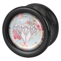Wildcat® Diamond Roses Mint Plug Schwarzer Plug mit Diamant-Design und Rosenmuster auf mintfarbenem Hintergrund