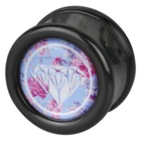 Diamond Pink Roses Plug in Blau Schwarzer Plug mit Diamant und rosa Rosen auf blauem Hintergrund