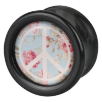 Wildcat Peace Roses Plug in Schwarz Schwarzer Plug mit Peace-Zeichen und Rosendesign auf hellem Hintergrund