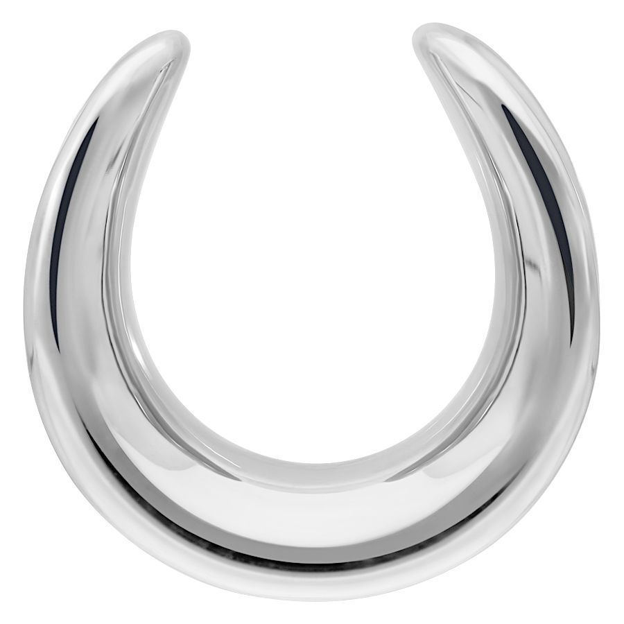 Silberner Ear Saddle 30mm aus Chirurgenstahl Silberfarbener Ear Saddle aus Chirurgenstahl, Größe 30mm, auf weißem Hintergrund