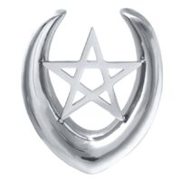 Silberfarbener Ohrsattel mit Pentagramm-Motiv, Größe 6,0 mm