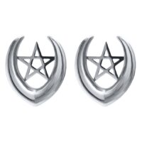 Silberne Ohrsättel mit Pentagramm-Design, Größe 6,0 mm, auf weißem Hintergrund